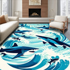 Ocean Sharks In Urban Waves Rug