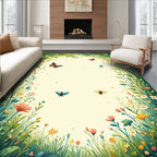 Floral Garden With Butterflies and Bees Rug