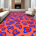 Bold Blue Red Abstract Pattern Rug
