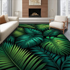 Tropical Green Leaf Pattern Rug