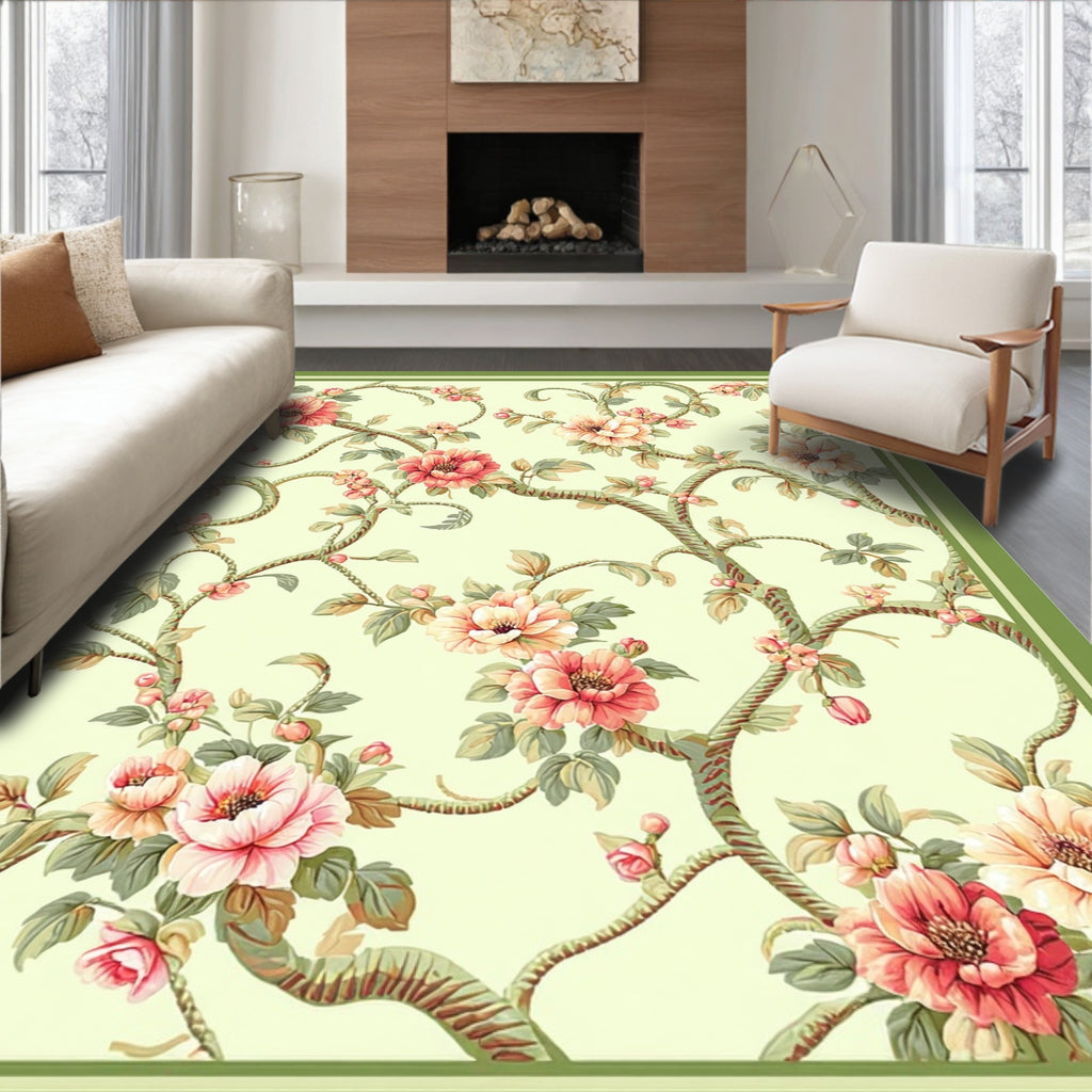 Elegant Floral Branch Porcelain Design Rug