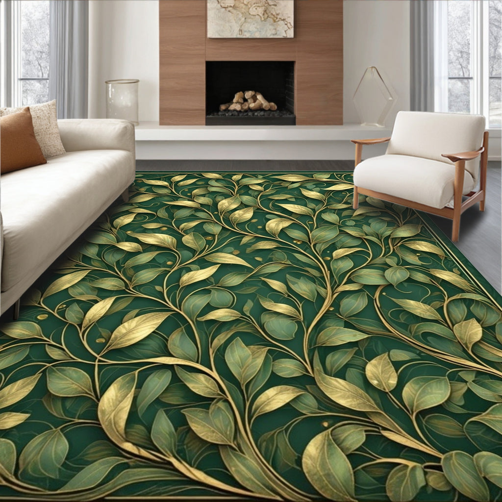 Golden Leaf Vine Pattern Rug