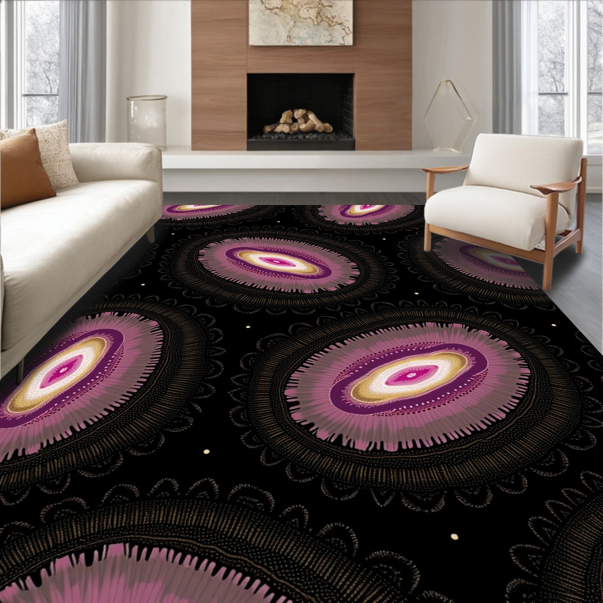 Mauve Amethyst Oval Mandala Rug