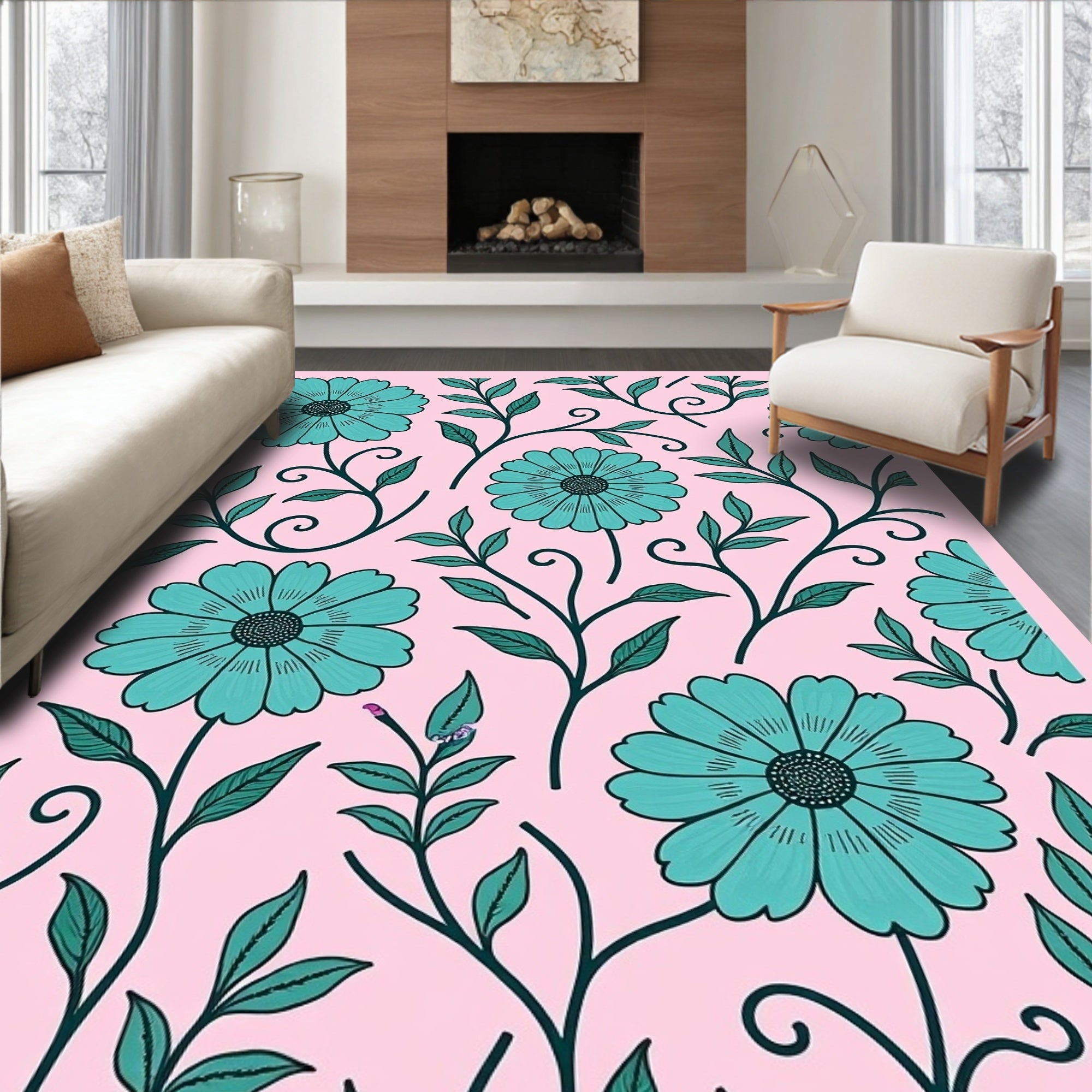 Floral Vine Pattern Rug