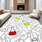 Abstract Lab Glassware Pattern Rug