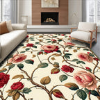 Vintage Rose Vine Floral Pattern Rug