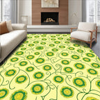 Whimsical Green Floral Vine Pattern Rug