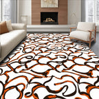 Abstract Wavy Brushstroke Orange Line Rug