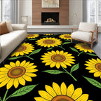 Bright Yellow Sunflower Pattern Rug