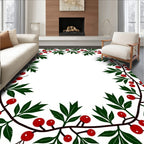 Crimson Berry Vine Border Rug