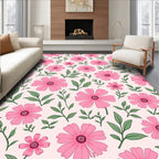 Pink Daisy Floral Pattern Rug