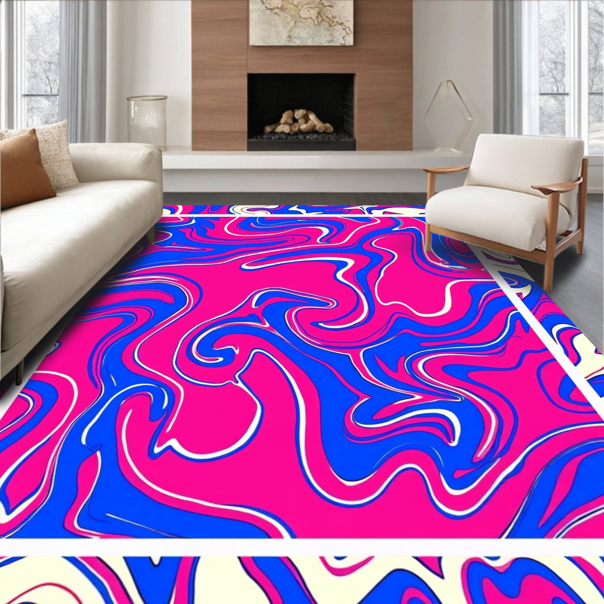 Abstract Swirls Vibrant Colorful Design Rug