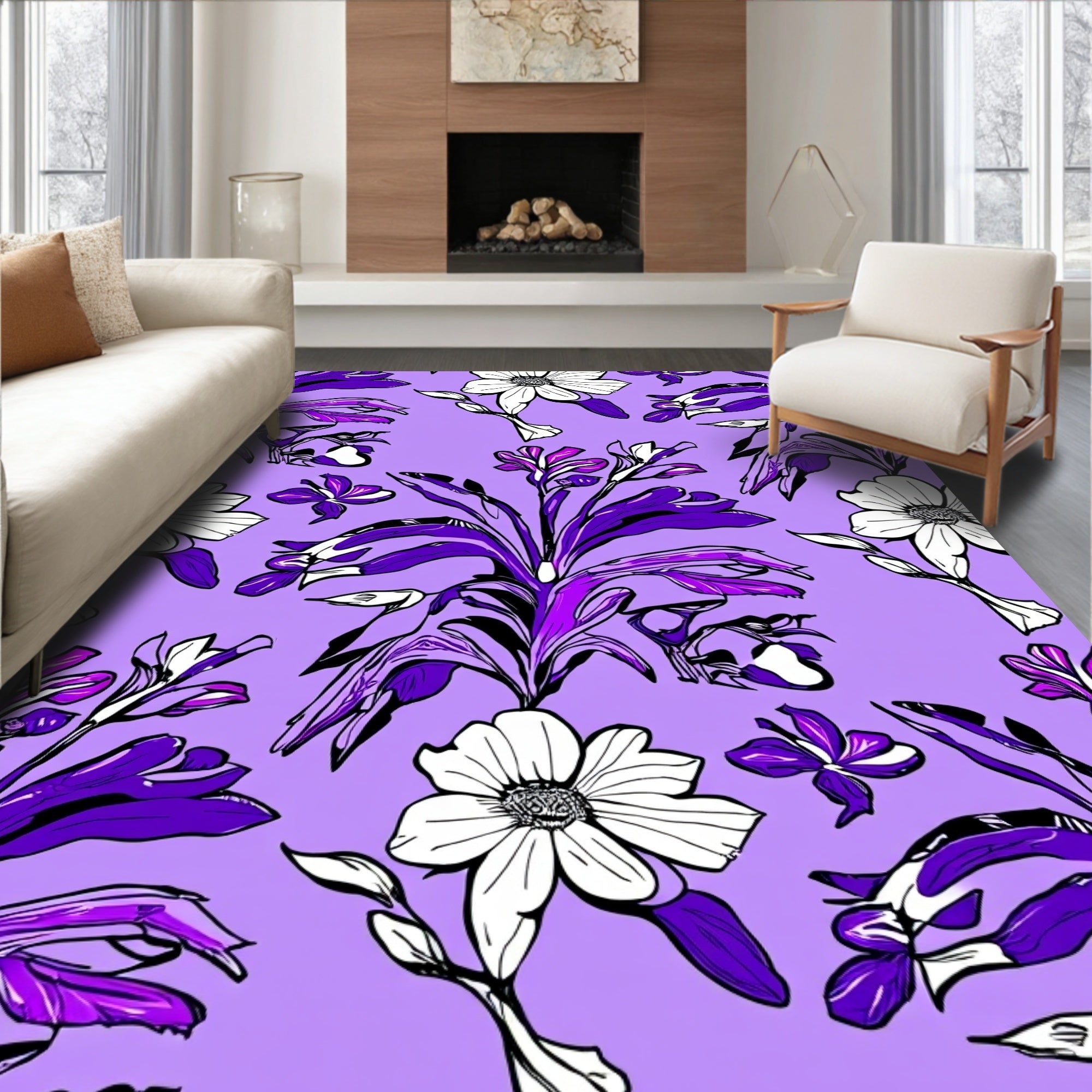 Bold Abstract Floral Art Rug