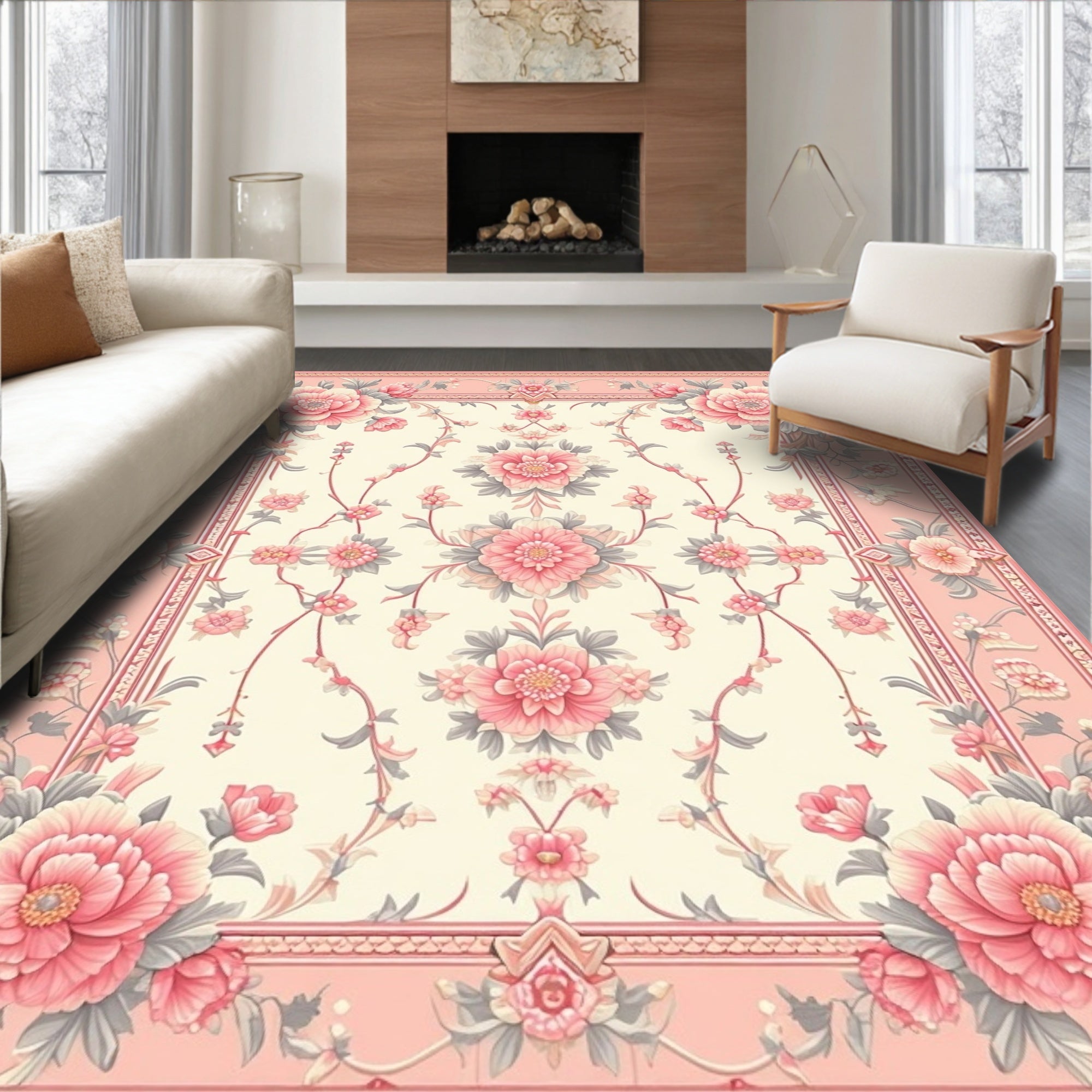 Vintage Floral Botanical Garden Rug