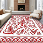 Crimson Heart Leaf Border Rug