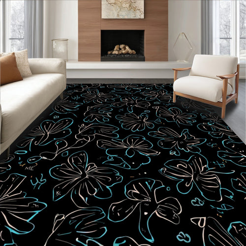 Abstract Floral Outline Pattern Rug