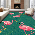 Pink Flamingo Tropical Leaf Pattern Rug