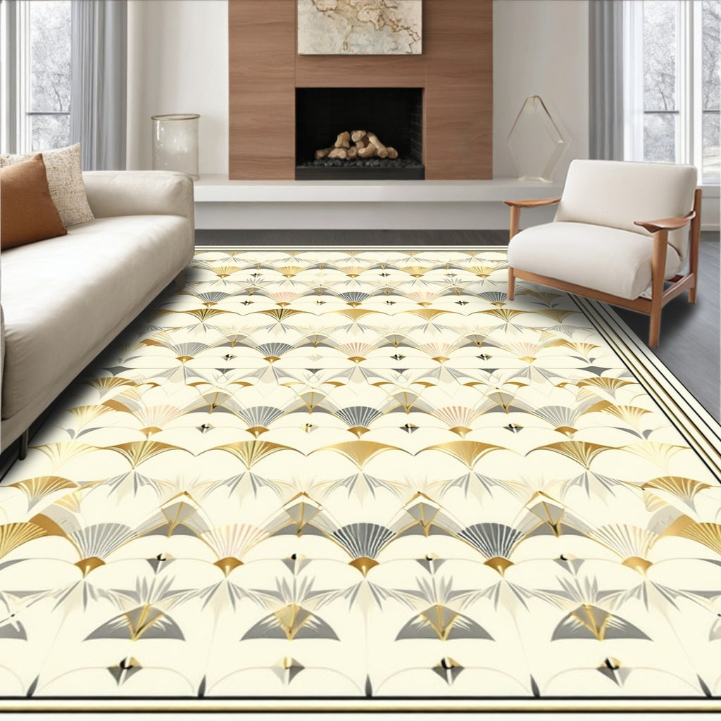 Elegant Geometric Fan Pattern Rug