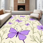 Violet Butterflies Flowers Pattern Rug