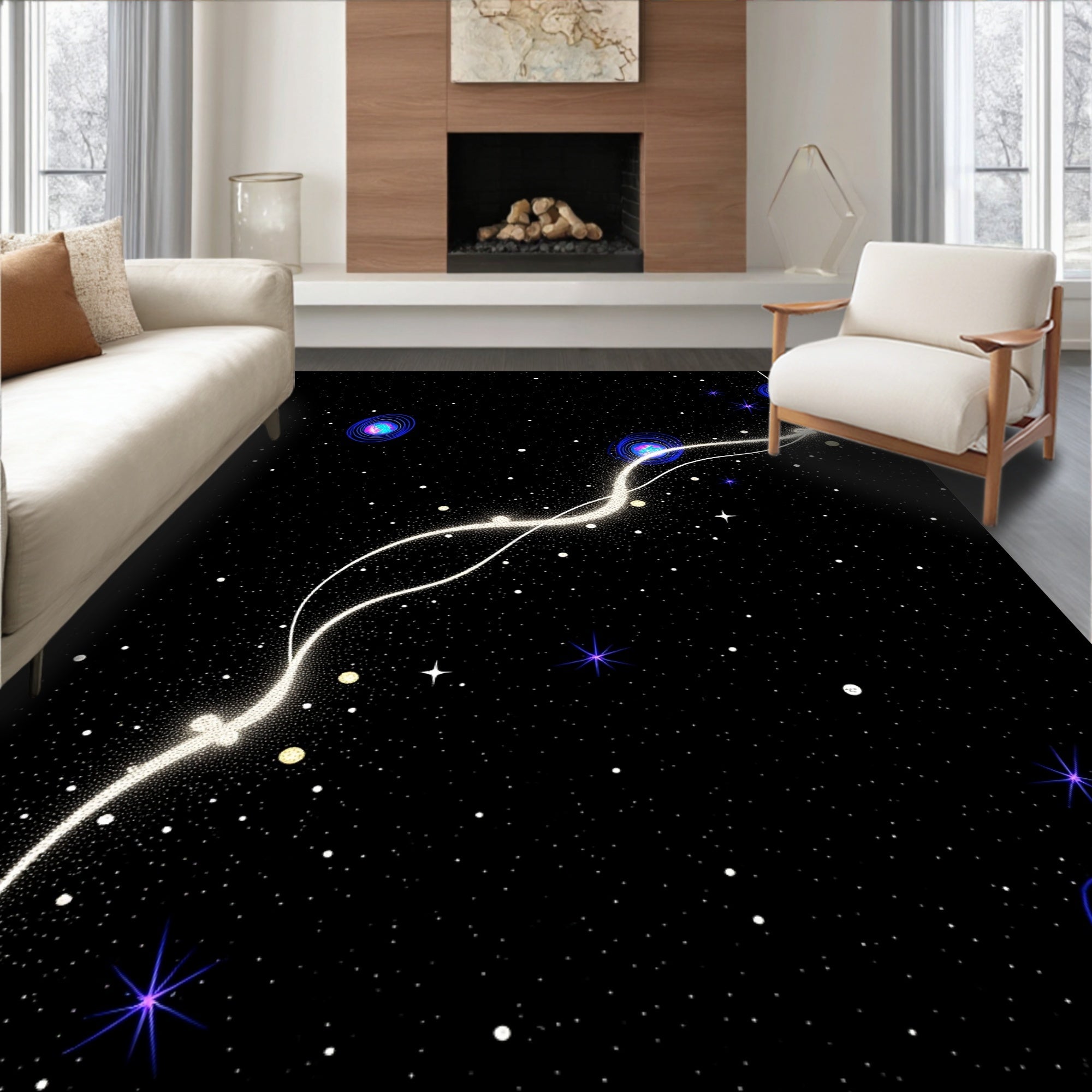 Cosmic Twisting Nebula Galaxy Swirl Rug