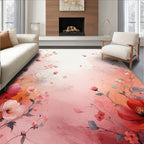 Delicate Pink Floral Watercolor Design Rug