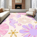 Playful Purple Animal Flower Pattern Rug