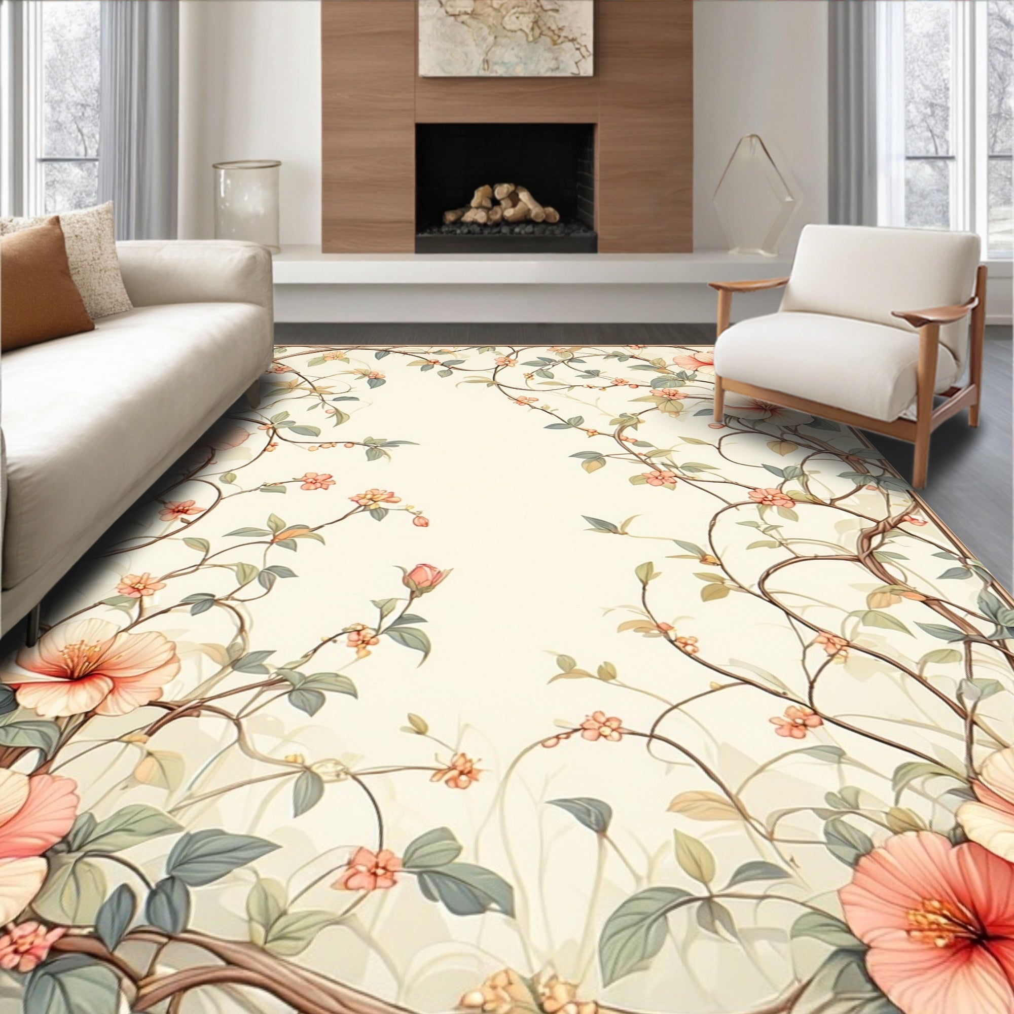 Vintage Floral Vine Art Rug