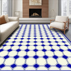 Classic Blue Geometric Lattice Pattern Rug