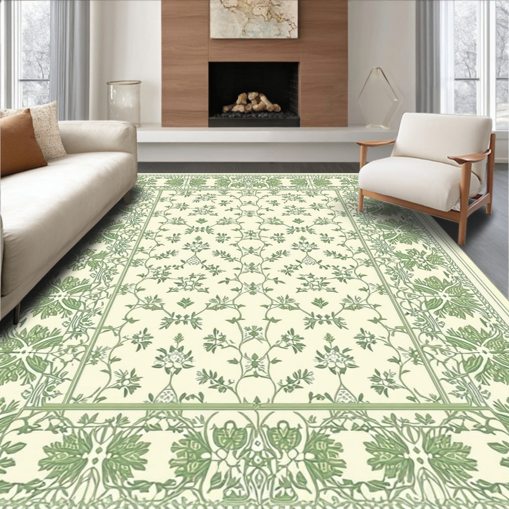 Verdant Vine Floral Medallion Design Rug