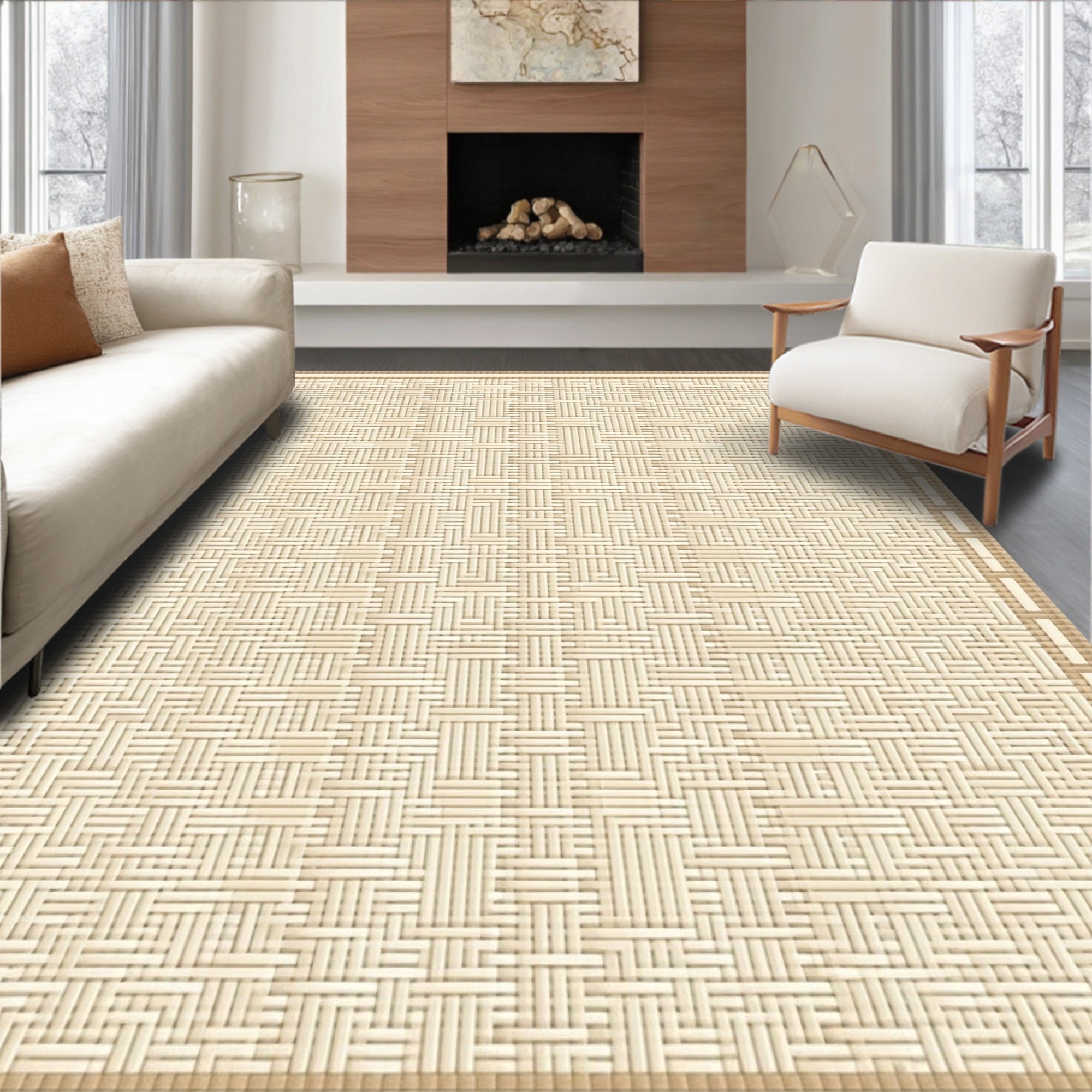 Woven Geometric Texture Design Rug