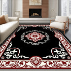 Crimson White Bordered Medallion Rug