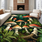 Enchanted Forest Mushroom Pattern Rug