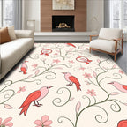 Whimsical Bird and Bloom Pattern Rug