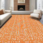Abstract Orange Geometric Line Design Rug
