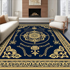 Elegant Gold Floral Border Rug