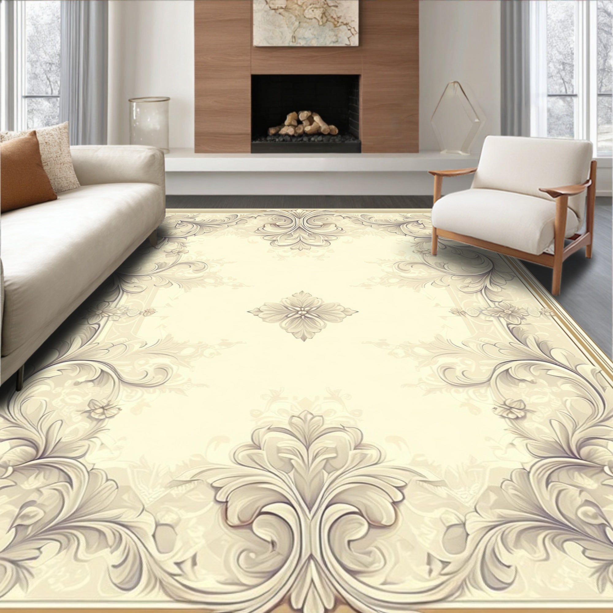 Victorian Style Floral Scrollwork Rug