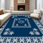 Nautical White Pine Snowflake Border Rug
