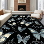 Elegant Blue Butterfly Pattern Rug
