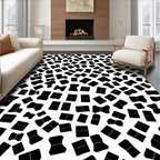 Abstract Black White Distorted Squares Rug