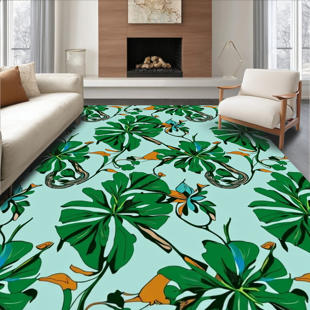 Lush Greenery Floral Art Print Rug