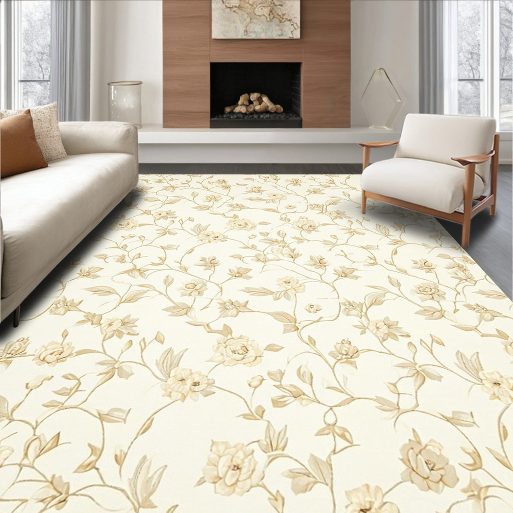 Delicate Floral Vine Pattern Rug