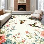 Lively Hummingbirds Floral Garden Design Rug