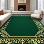 Elegant Ochre Floral Scroll Border Rug