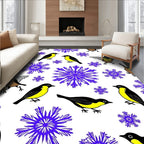 Vibrant Yellow Bird Starburst Design Rug