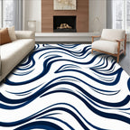 Deep Blue Abstract Swirl Rug