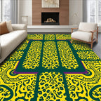 Yellow Green Abstract Animal Print Design Rug