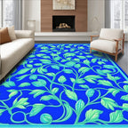 Blue Floral Vine Patterned Accents Rug