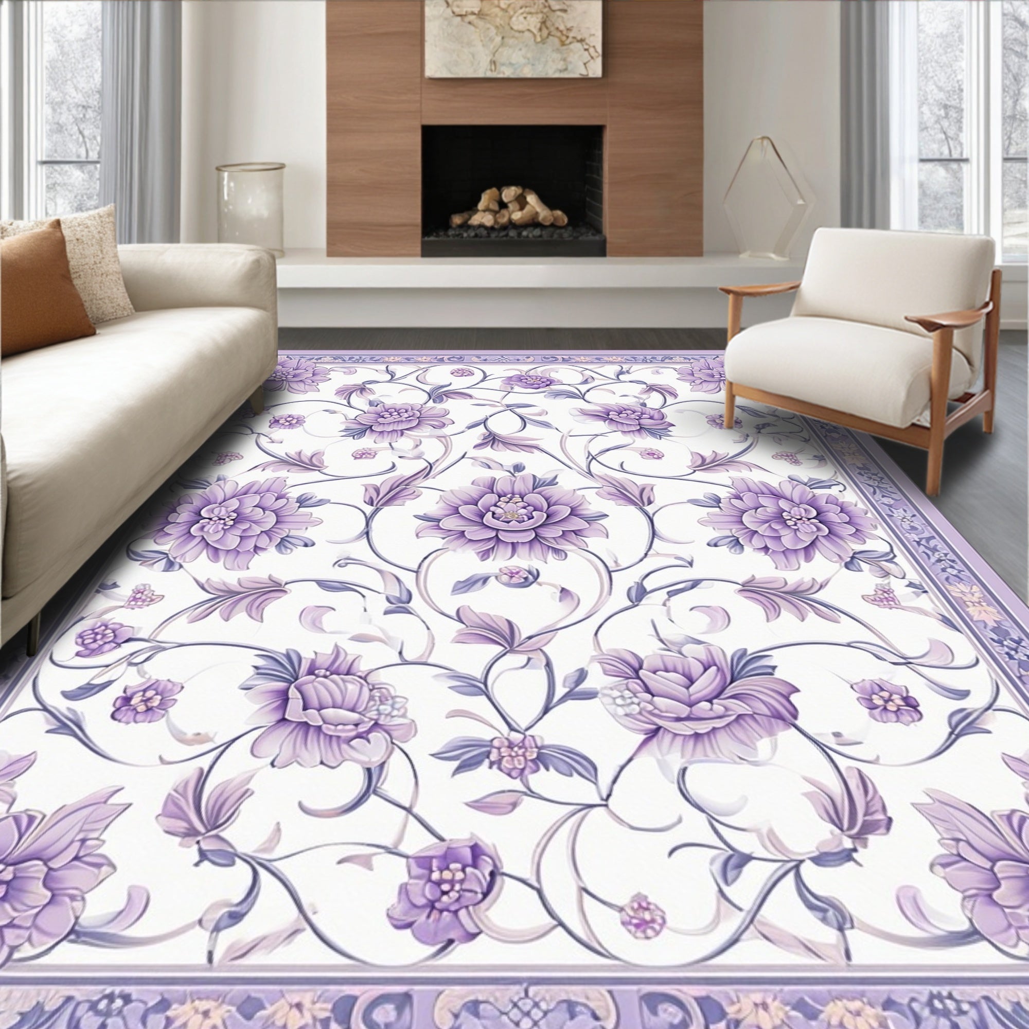 Elegant Floral Vines Pattern Rug