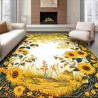 Vibrant Sunflower Meadow Scene Rug