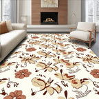 Neutral Tone Abstract Floral Pattern Rug